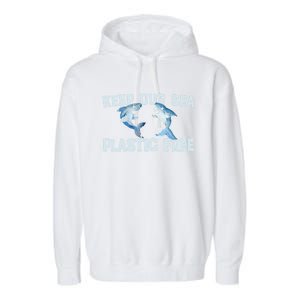 Keep Our Sea Plastic Free Fun Shark Gift Garment-Dyed Fleece Hoodie