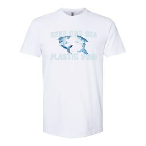 Keep Our Sea Plastic Free Fun Shark Gift Softstyle CVC T-Shirt