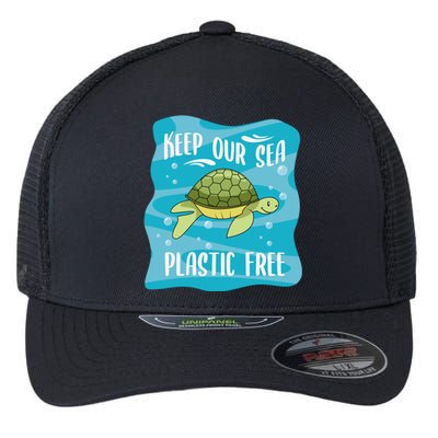 Keep Our Sea Plastic Free Ocean Sea Turtle Great Gift Flexfit Unipanel Trucker Cap