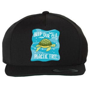 Keep Our Sea Plastic Free Ocean Sea Turtle Great Gift Wool Snapback Cap