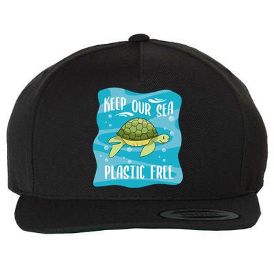 Keep Our Sea Plastic Free Ocean Sea Turtle Great Gift Wool Snapback Cap