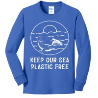 Keep Our Sea Plastic Free Sea Animal Ocean Saying Gift Kids Long Sleeve Shirt