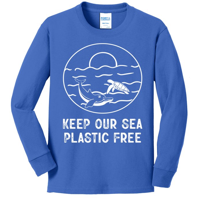 Keep Our Sea Plastic Free Sea Animal Ocean Saying Gift Kids Long Sleeve Shirt