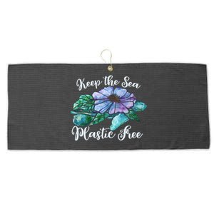 Keep Our Sea Plastic Free Watercolor Sea Turtle Gift Large Microfiber Waffle Golf Towel