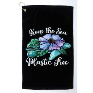 Keep Our Sea Plastic Free Watercolor Sea Turtle Gift Platinum Collection Golf Towel