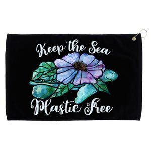 Keep Our Sea Plastic Free Watercolor Sea Turtle Gift Grommeted Golf Towel