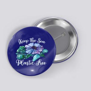 Keep Our Sea Plastic Free Watercolor Sea Turtle Gift Button