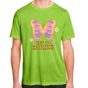 Keep On Shining Butterfly Groovy Daisy Flowers Plants Garden Gift Adult ChromaSoft Performance T-Shirt