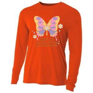 Keep On Shining Butterfly Groovy Daisy Flowers Plants Garden Gift Cooling Performance Long Sleeve Crew