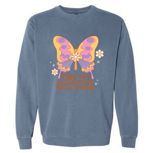 Keep On Shining Butterfly Groovy Daisy Flowers Plants Garden Gift Garment-Dyed Sweatshirt