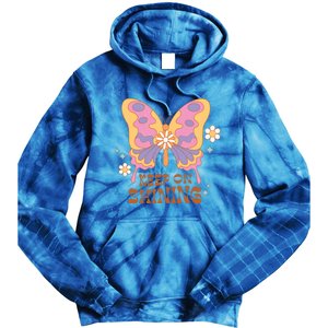 Keep On Shining Butterfly Groovy Daisy Flowers Plants Garden Gift Tie Dye Hoodie