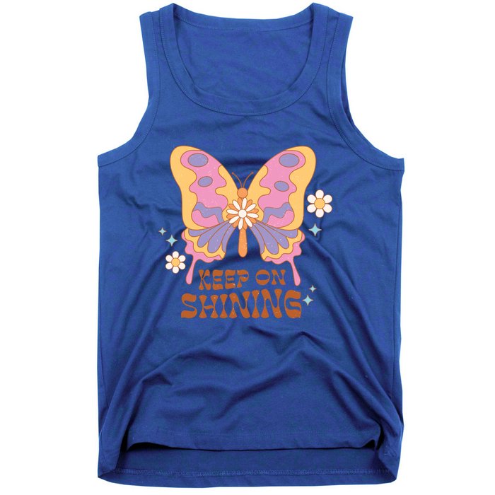 Keep On Shining Butterfly Groovy Daisy Flowers Plants Garden Gift Tank Top