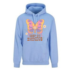 Keep On Shining Butterfly Groovy Daisy Flowers Plants Garden Gift Unisex Surf Hoodie