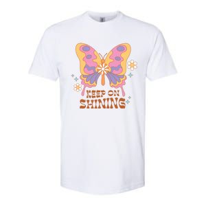 Keep On Shining Butterfly Groovy Daisy Flowers Plants Garden Gift Softstyle CVC T-Shirt