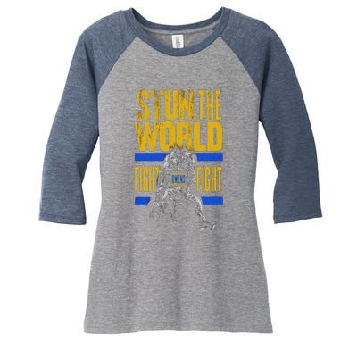 Kevin Owens Stun The World Women's Tri-Blend 3/4-Sleeve Raglan Shirt