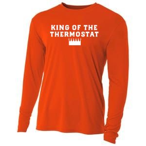 King Of The Thermostat Funny Dad Gift Cooling Performance Long Sleeve Crew