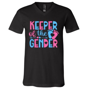 Keeper Of The Gender Gender Reveal Party Baby Shower V-Neck T-Shirt