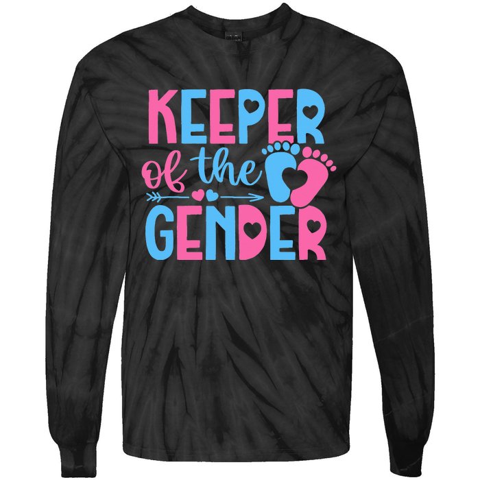 Keeper Of The Gender Gender Reveal Party Baby Shower Tie-Dye Long Sleeve Shirt