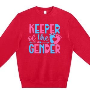 Keeper Of The Gender Gender Reveal Party Baby Shower Premium Crewneck Sweatshirt