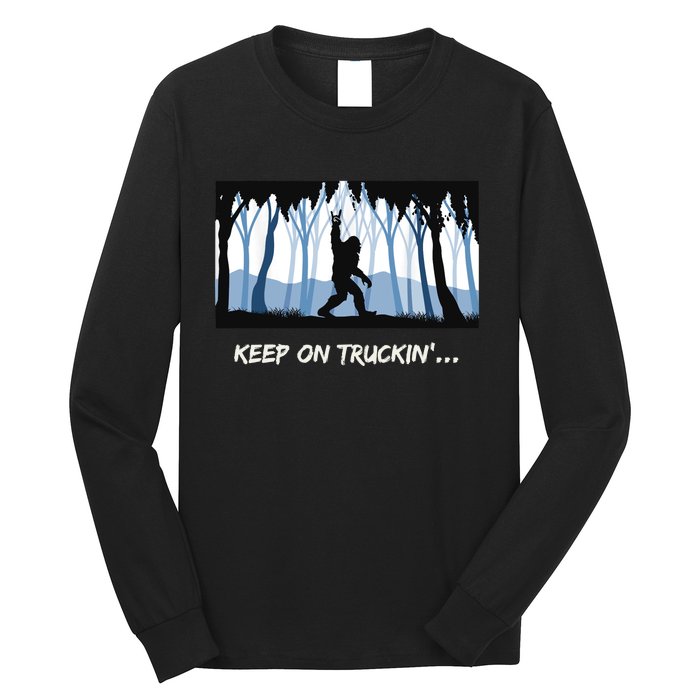 Keep on Truckin Bigfoot Forest Vintage Funny Tee Long Sleeve Shirt