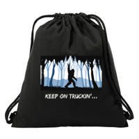 Keep on Truckin Bigfoot Forest Vintage Funny Tee Drawstring Bag