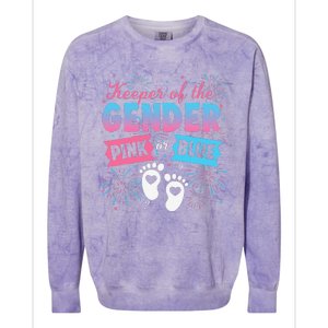 Keeper Of The Gender Or Blue Gender Reveal Fireworks Colorblast Crewneck Sweatshirt