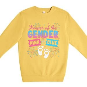 Keeper Of The Gender Or Blue Gender Reveal Fireworks Premium Crewneck Sweatshirt