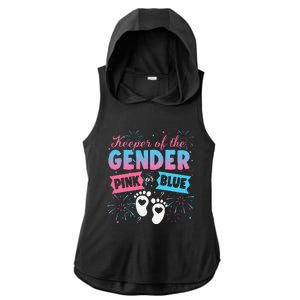 Keeper Of The Gender Or Blue Gender Reveal Fireworks Ladies PosiCharge Tri-Blend Wicking Draft Hoodie Tank