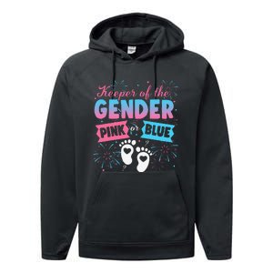 Keeper Of The Gender Or Blue Gender Reveal Fireworks Performance Fleece Hoodie