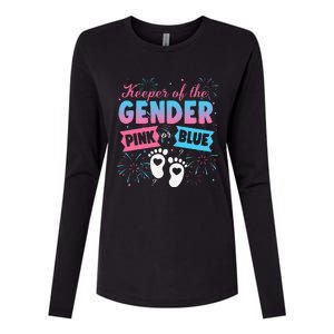 Keeper Of The Gender Or Blue Gender Reveal Fireworks Womens Cotton Relaxed Long Sleeve T-Shirt