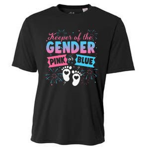 Keeper Of The Gender Or Blue Gender Reveal Fireworks Cooling Performance Crew T-Shirt