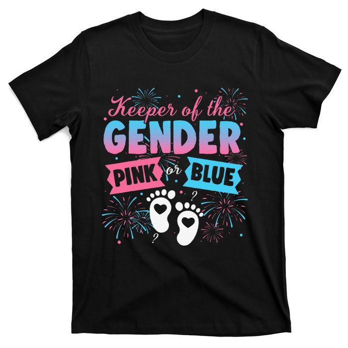 Keeper Of The Gender Or Blue Gender Reveal Fireworks T-Shirt