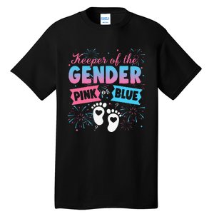 Keeper Of The Gender Or Blue Gender Reveal Fireworks Tall T-Shirt