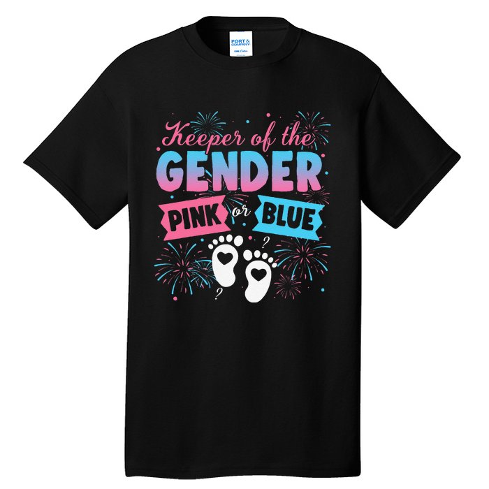 Keeper Of The Gender Or Blue Gender Reveal Fireworks Tall T-Shirt