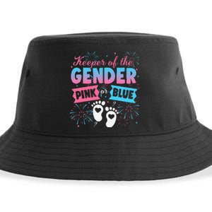 Keeper Of The Gender Or Blue Gender Reveal Fireworks Sustainable Bucket Hat