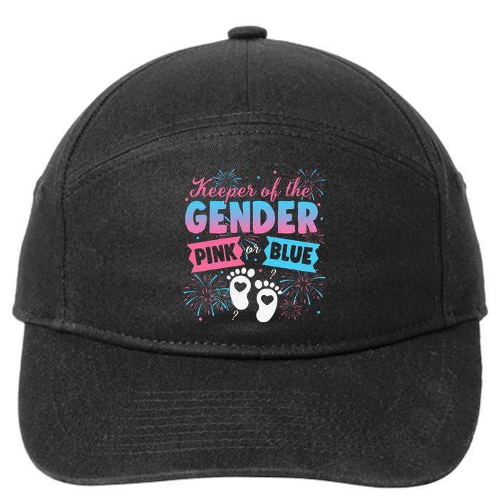 Keeper Of The Gender Or Blue Gender Reveal Fireworks 7-Panel Snapback Hat