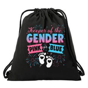 Keeper Of The Gender Or Blue Gender Reveal Fireworks Drawstring Bag