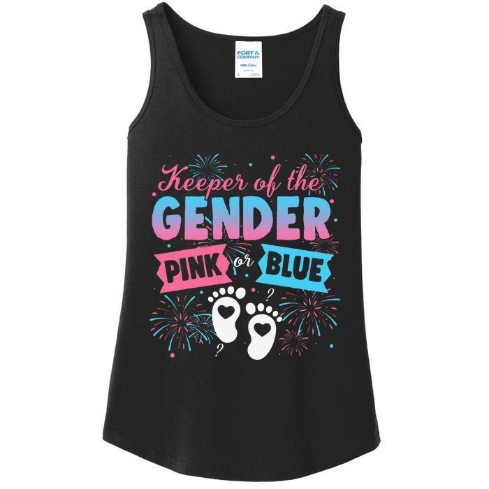 Keeper Of The Gender Or Blue Gender Reveal Fireworks Ladies Essential Tank