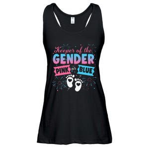 Keeper Of The Gender Or Blue Gender Reveal Fireworks Ladies Essential Flowy Tank