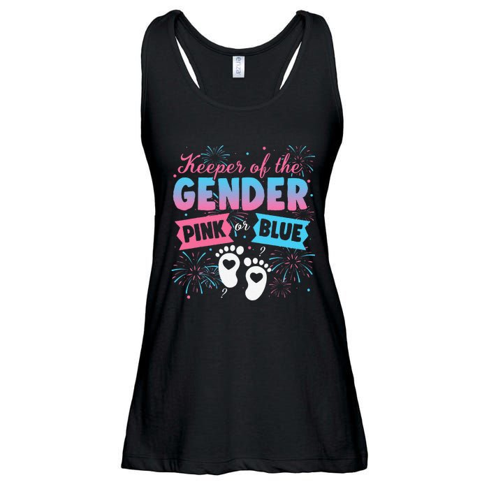 Keeper Of The Gender Or Blue Gender Reveal Fireworks Ladies Essential Flowy Tank