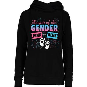 Keeper Of The Gender Or Blue Gender Reveal Fireworks Womens Funnel Neck Pullover Hood