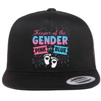 Keeper Of The Gender Or Blue Gender Reveal Fireworks Flat Bill Trucker Hat