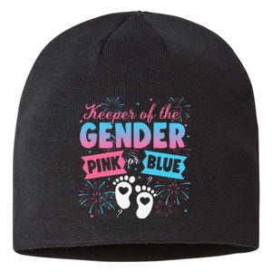 Keeper Of The Gender Or Blue Gender Reveal Fireworks Sustainable Beanie