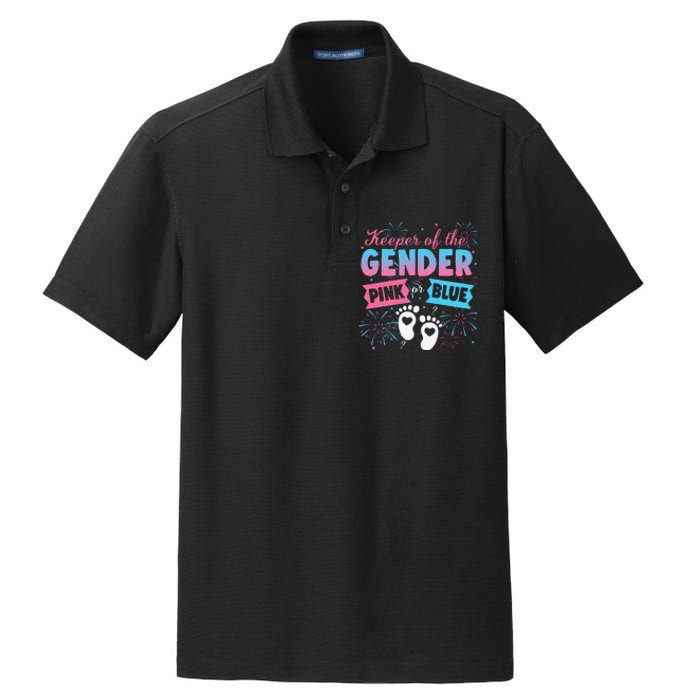 Keeper Of The Gender Or Blue Gender Reveal Fireworks Dry Zone Grid Polo