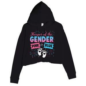 Keeper Of The Gender Or Blue Gender Reveal Fireworks Crop Fleece Hoodie