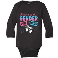 Keeper Of The Gender Or Blue Gender Reveal Fireworks Baby Long Sleeve Bodysuit