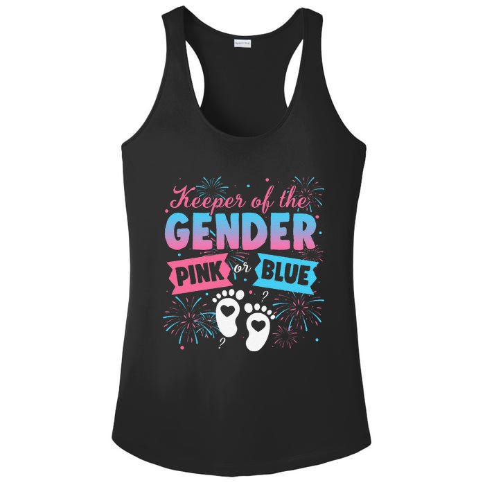 Keeper Of The Gender Or Blue Gender Reveal Fireworks Ladies PosiCharge Competitor Racerback Tank