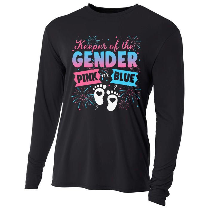 Keeper Of The Gender Or Blue Gender Reveal Fireworks Cooling Performance Long Sleeve Crew