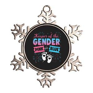 Keeper Of The Gender Or Blue Gender Reveal Fireworks Metallic Star Ornament