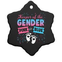 Keeper Of The Gender Or Blue Gender Reveal Fireworks Ceramic Star Ornament